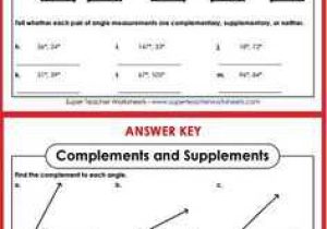 Complementary and Supplementary Angles Worksheet Answers or Free Measuring Angles Worksheets Printables Teaching Resources