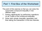 Compound Inequalities Worksheet together with 1 6 solving Pound Inequalities Understanding that Conjunctive