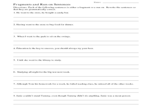 Compound Sentences Worksheet with Answers or Run Sentences Worksheet Cadrecorner