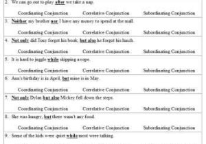 Correlative Conjunctions Worksheets with Answers as Well as Conjunctions Coordinating Correlative and Subordinating