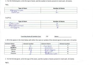 Counting atoms Worksheet Answers with Worksheet for Element Quiz