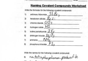 Covalent Bonding Worksheet with Covalent Pounds Worksheet formula Writing and Naming Key New