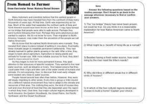 Cross Curricular Reading Comprehension Worksheets and From Nomad to Farmer