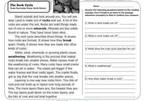 Cross Curricular Reading Comprehension Worksheets together with the Rock Cycle