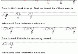 Cursive Writing Worksheets for Kids Also Y In Cursive Writing Kidz Activities