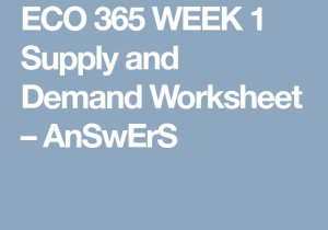 Demand Worksheet Answers together with Eco 365 Week 1 Supply and Demand Worksheet – Answers