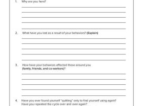 Denial In Addiction Worksheets as Well as Free Worksheets for Recovery Relapse Prevention Addiction Women