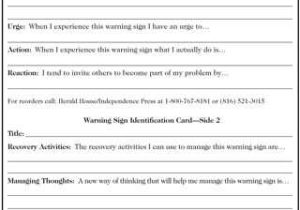Denial In Addiction Worksheets or Warning Sign Identification Cards Relapse Prevention 3