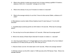 Determining Speed Velocity Worksheet Answers with Worksheet Graphing Speed Problems