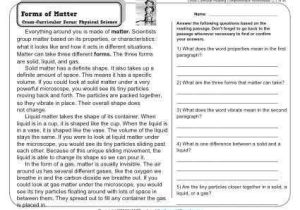 Directed Reading Worksheets Physical Science Answers together with forms Of Matter