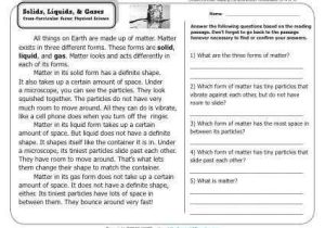 Directed Reading Worksheets Physical Science Answers with solids Liquids & Gases
