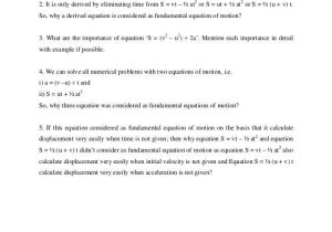 Displacement Velocity and Acceleration Worksheet Along with whole Procedure Of Equations Of Motion