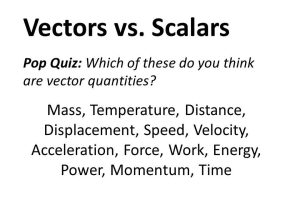 Displacement Velocity and Acceleration Worksheet and Vectors Vs Scalars Pop Quiz which Of these Do You Think are Vector