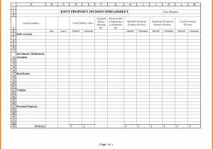 Division Of assets In Divorce Worksheet or assets and Liabilities Spreadsheet Template for 13 Fresh Working Sheet