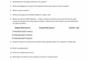 Dna Mutations Worksheet Answer Key Along with 43 Dna Mutations Practice Worksheet Answers Fresh