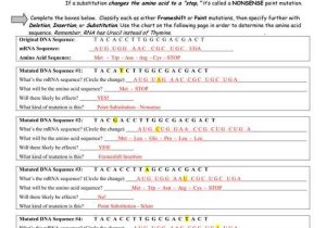 Dna Mutations Worksheet Answer Key Also 13 3 Mutations Worksheet Answer Key Life Science Teachers Edition Te