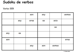 El Verbo Estar Worksheet Answer Key Along with Sudoku Del Verbo Ser En Presente Espa±ol Pinterest