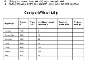Electrical Power Worksheet Answers and Cost Of Electricity Worksheet Gcse Physics by Jonhopkins1