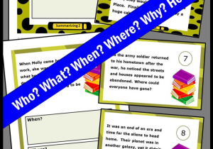 Elementary Teacher Worksheets or Summarizing Activities Bundle Wh Questions Worksheets & Task Cards