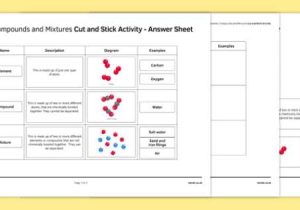 Elements Compounds Mixtures Worksheet Answers Along with Elements Pounds and Mixtures Cut and Stick Worksheet
