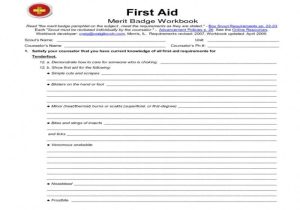 Emergency Prep Merit Badge Worksheet and First Aid Merit Badge Worksheet Answers Kidz Activities