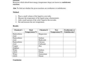 Endothermic and Exothermic Reaction Worksheet Answers as Well as Endothermic and Exothermic Reaction Worksheet Answers Awesome