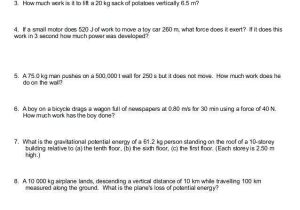 Energy Conversion and Conservation Worksheet Answers 5 2 with Energy Worksheet Answer Key Physics Kidz Activities
