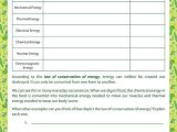 Energy Transformation Game Worksheet Answer Key or Types Of Energy View – Printable Sixth Grade Science Worksheet
