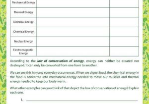 Energy Transformation Game Worksheet Answer Key or Types Of Energy View – Printable Sixth Grade Science Worksheet