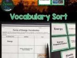 Energy Vocabulary Worksheet and Energy Vocabulary sort Bundle