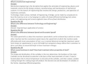 Engineering Design Process Worksheet Answers Also Interview Questions with Answers On Mechanical Design