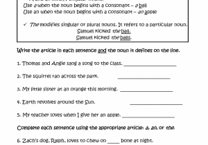 Esl Grammar Worksheets Along with Articles Worksheets Pdf Math Definite and Indefinite Exercise