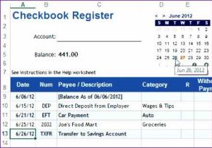 Excel Checkbook Register Budget Worksheet and Check Register App Guvecurid