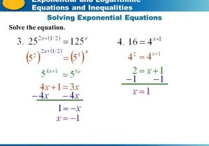 Exponential Equations Worksheet or solving Exponential Equations without Logarithms Worksheet