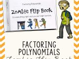Factoring Perfect Square Trinomials Worksheet Along with Factoring Polynomials Zombie Flip Book