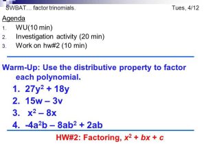 Factoring Using the Distributive Property Worksheet 10 2 Answers and Swbat… Find the Gcf Of whole Numbers and Monomials Mon 4 11 Agenda