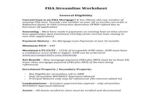 Fha Streamline Net Tangible Benefit Worksheet or Fha Streamline Refinance Worksheet
