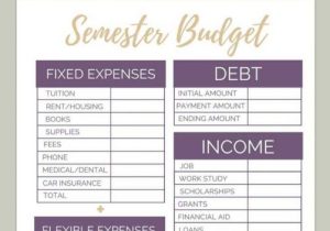 Financial Budget Worksheet as Well as 121 Best Printables for College organizational Bud Art Decor