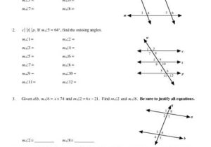 Find the Missing Angle Measure Worksheet together with Worksheets 50 Re Mendations Parallel Lines and Transversals