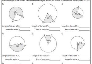 Finding area Of Shaded Region Worksheet Also Arc Length and Sector area Worksheet