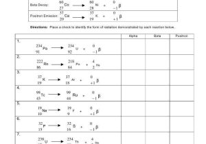 Fission Fusion Worksheet Answers or Nuclear Decay Chemistry Worksheet Kidz Activities