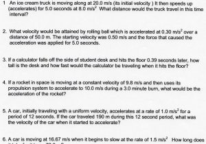 Force and Motion Worksheets Pdf or Velocity and Acceleration Worksheet New forces Motion Worksheet