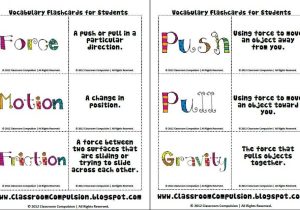 Forces and Friction Practice Worksheet Answer Key and force and Motion Vocab Cards Science Pinterest