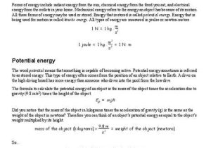 Forms Of Energy Worksheet Answers Also Worksheets 45 Re Mendations Potential and Kinetic Energy Worksheet