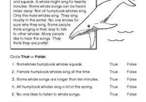 Free 2nd Grade Reading Comprehension Worksheets Multiple Choice with Reading Prehension Worksheet Nonfiction Whales Reading Word Free