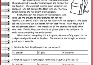 Free 4th Grade Reading Comprehension Worksheets Along with 2nd Grade Reading Prehension Worksheets Multiple Choice