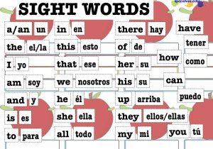 Free English Worksheets and Spanish Sight Words Cut Outs • Spanish4kiddos Educational
