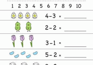 Free Printable Preschool Math Worksheets or Learning Subtraction 1 to 5