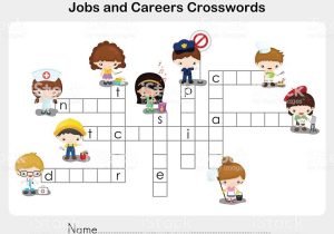 French Worksheets for Kids and Jobs and Careers Crosswords Worksheet for Education Stock Ve