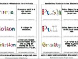 Friction and Gravity Lesson Quiz Worksheet as Well as force and Motion Vocab Cards Science Pinterest